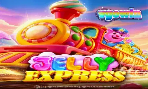 Tampilan visual slot Jelly Express dengan tema permen dan kereta api
